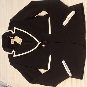 Elie Tahari NWT Black Blazer With White Piping
